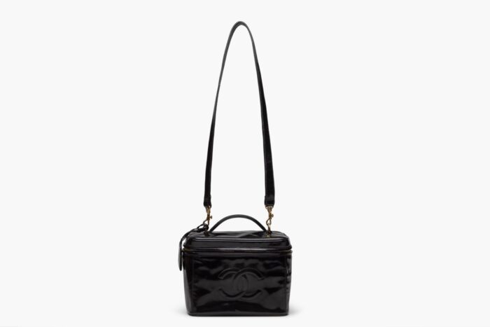 Chanel Black CC Patent Leather 2 Way Vanity Bag