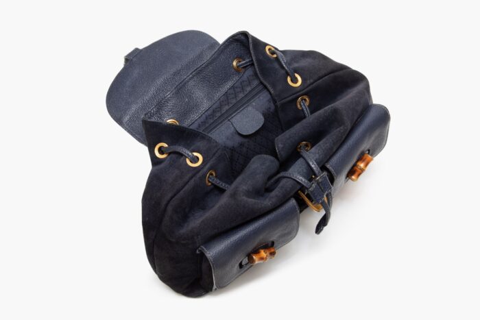 Gucci Bamboo Backpack Large Dark Blue Calf Leather and Nubuck - Image 2