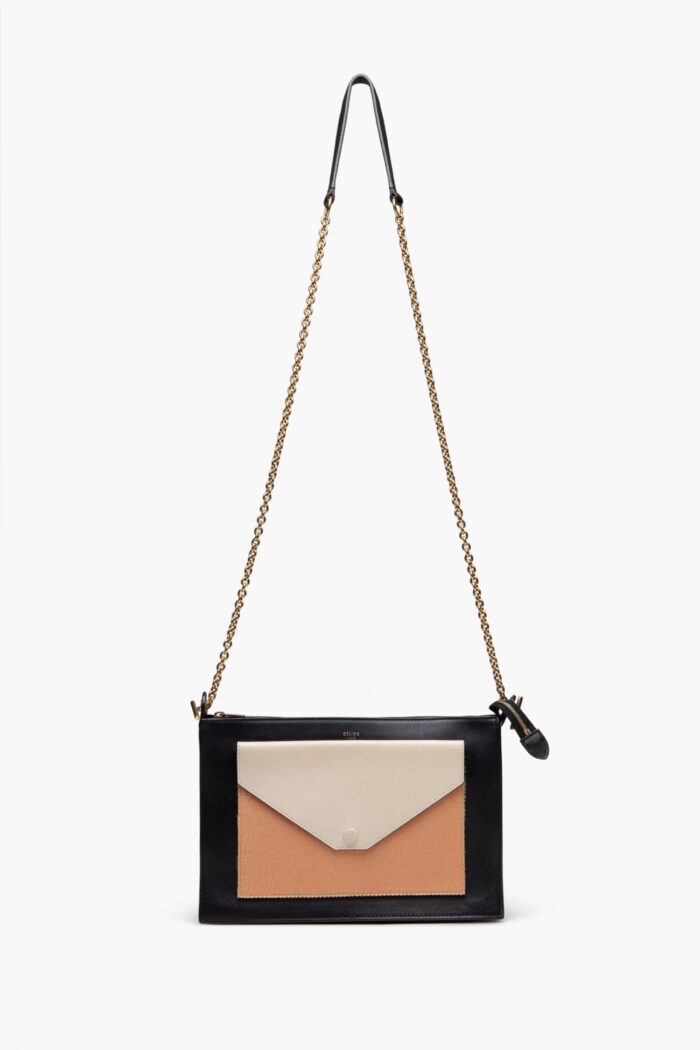 Céline Tricolor Zip Envelope Shoulder/Clutch Bag Coral