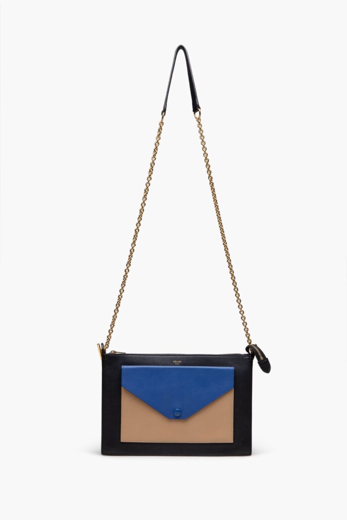 Céline Tricolor Zip Envelope Shoulder/Clutch Bag Blue