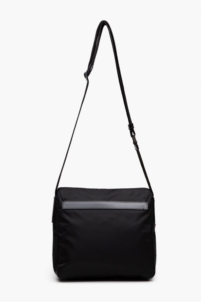 Prada Black Canvas Single Buckle Cross Body Flap Bag - Image 3