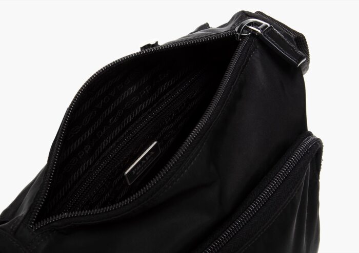 Prada Black Canvas Single Buckle Cross Body Flap Bag - Image 5