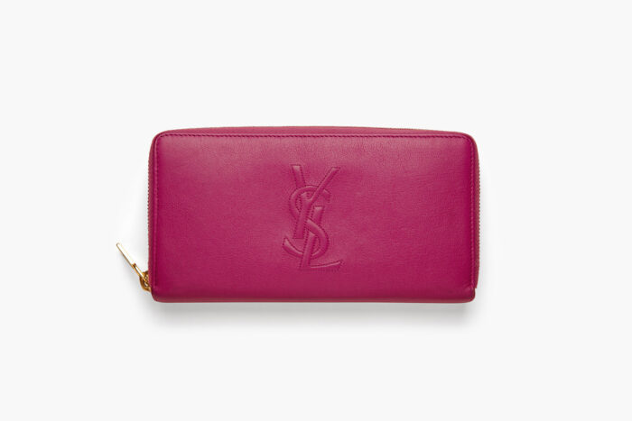 YSL Zip Around Logo Wallet Fuchsia